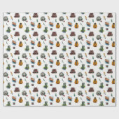 Papier Cadeau Motif de pêche à l'aquarelle masculine (Plat)