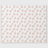 Papier Cadeau Motif de pêche mignon kawaii blanc et rose (Plat)
