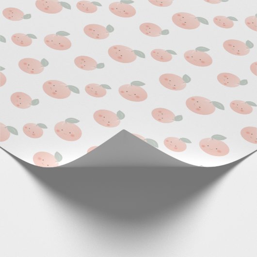 Papier Cadeau Motif de pêche mignon kawaii blanc et rose (Coin)