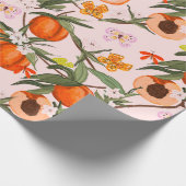 Papier Cadeau Motif de pêches colorées avec papillons (Coin)