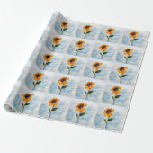 Papier Cadeau Motif de peinture de tournesol aquarelle (Déroulé)