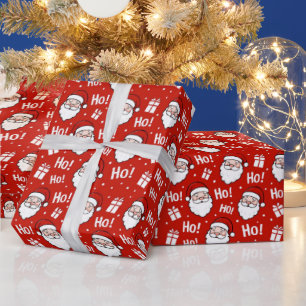 Papier Cadeau Motif de Père Noël de Noël rouge et blanc