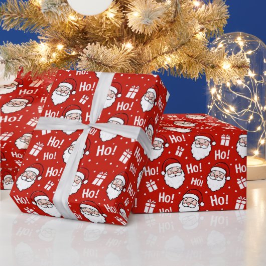 Papier Cadeau Motif de Père Noël de Noël rouge et blanc (Vacances)