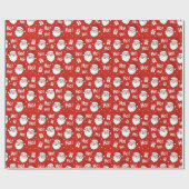 Papier Cadeau Motif de Père Noël de Noël rouge et blanc (Plat)