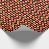 Papier Cadeau Motif de perles rétro orange jaune (Coin)