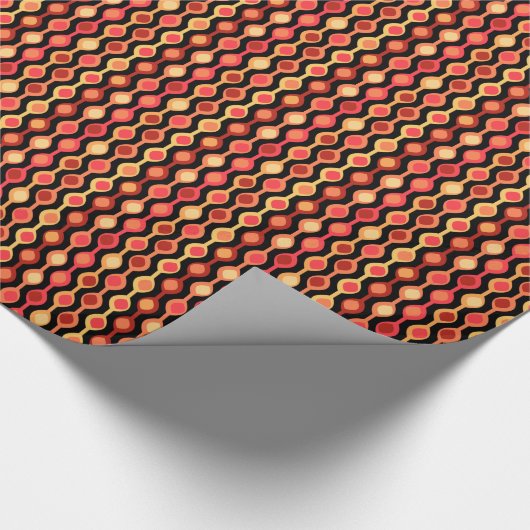 Papier Cadeau Motif de perles rétro orange jaune (Coin)