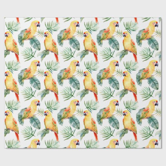 Papier Cadeau Motif de perroquet tropical coloré (Plat)