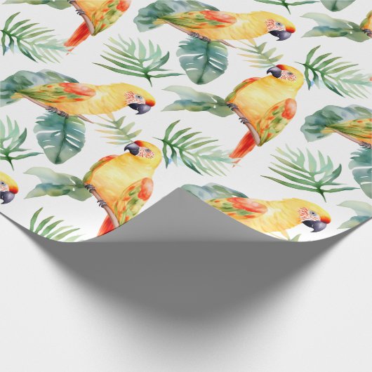 Papier Cadeau Motif de perroquet tropical coloré (Coin)