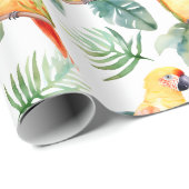 Papier Cadeau Motif de perroquet tropical coloré (Coin rond)