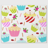 Papier Cadeau Motif de petit gâteau de joyeux anniversaire (Plat)