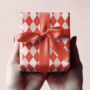 Papier Cadeau Motif de petit Jacquard rose pâle et rouge pâle