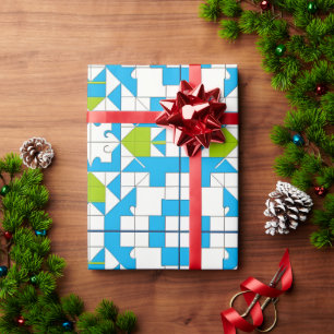 Papier Cadeau Motif de pièce de puzzle stylisé
