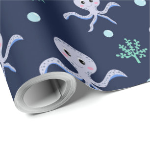 Papier Cadeau Motif de Pieuvre Mignonne