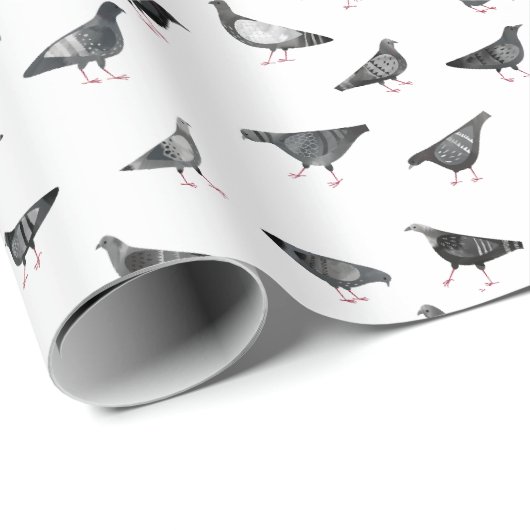 Papier Cadeau Motif de pigeon (Coin rond)