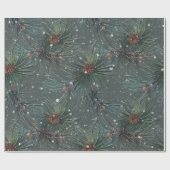 Papier Cadeau Motif de pin d'hiver rustique moderne (Plat)