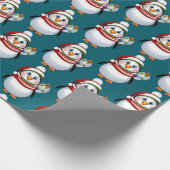 Papier Cadeau Motif de pingouin de Noël bleu mou (Coin)