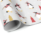 Papier Cadeau Motif de pingouin de vacances (Coin rond)