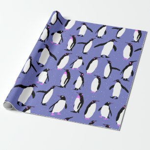 Papier Cadeau Motif de pingouin d'hiver mignon