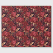 Papier Cadeau Motif de pivoines rouges baroques (Plat)