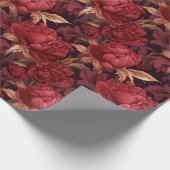 Papier Cadeau Motif de pivoines rouges baroques (Coin)