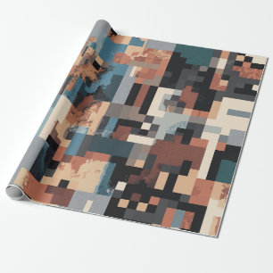 Papier Cadeau motif de pixel abstrait