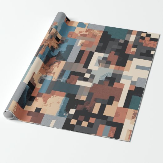 Papier Cadeau motif de pixel abstrait (Déroulé)