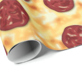 Papier Cadeau Motif de pizza de pepperoni (Coin rond)