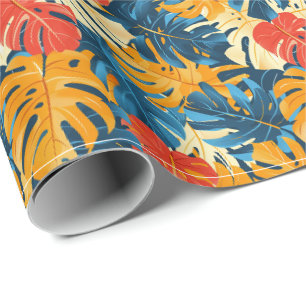 Papier Cadeau Motif de plage à feuilles tropicales mignon