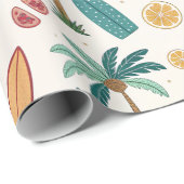 Papier Cadeau Motif de plage d'été tropical (1) (Coin rond)
