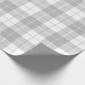 Papier Cadeau Motif de plaid gris et blanc|Grand| (Coin)