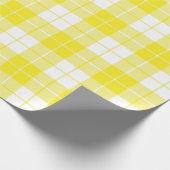 Papier Cadeau Motif de plaid jaune et blanc|Grand| (Coin)