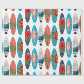 Papier Cadeau Motif de planches de surf colorées rétro (Plat)
