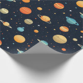 Papier Cadeau Motif de planète spatiale colorée (Coin)