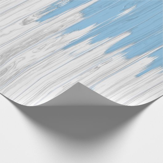 Papier Cadeau Motif de plannings en bois peints en bleu et blanc (Coin)