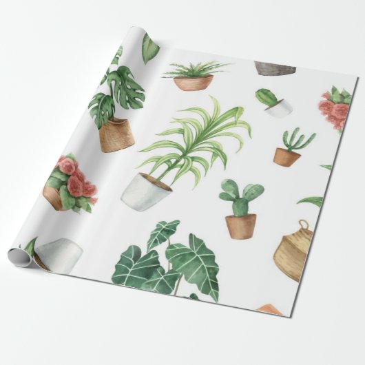 Papier Cadeau Motif de plante (Déroulé)