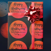 Papier Cadeau Motif de Pleine lune noir et orange Happy Hallowee