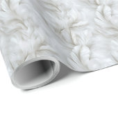 Papier Cadeau Motif de plume blanche pour mariage (Coin rond)