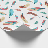 Papier Cadeau Motif de plume Boho Chic (Coin)