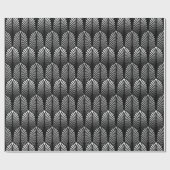 Papier Cadeau Motif de plume d'art déco, gris argenté et noir (Plat)