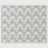 Papier Cadeau Motif de plumes grises et blanches pour mariage  (Plat)