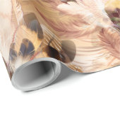 Papier Cadeau Motif de plumes pélican ou Hawk (Coin rond)