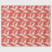 Papier Cadeau Motif de plumes rouges et blanches pour mariage (Plat)