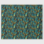 Papier Cadeau Motif de plumes turquoises modernes (Plat)