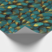 Papier Cadeau Motif de plumes turquoises modernes (Coin)