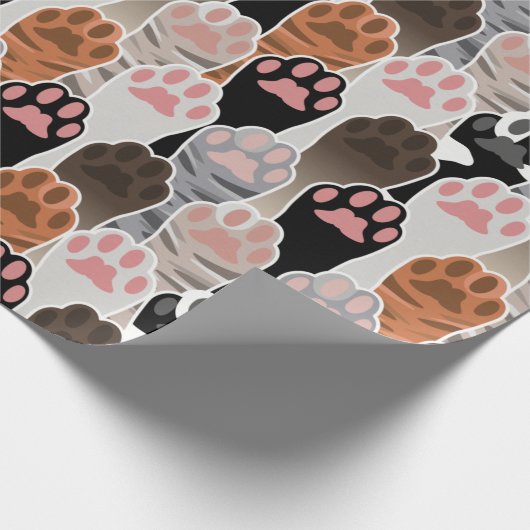 Papier Cadeau Motif de plusieurs pattes de chat (Coin)