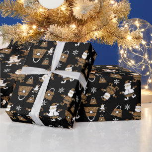 Papier Cadeau Motif de poche Leopard Père Noël en noir