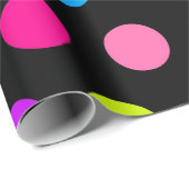 Papier Cadeau Motif de point de Polka Neon vibrant (Coin rond)