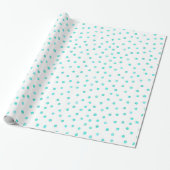 Papier Cadeau Motif de points blanc bleu turquoise de confettis (Déroulé)