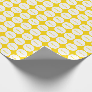 Papier Cadeau Motif de points blanc sur le jaune d'or avec le