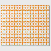 Papier Cadeau Motif de points blanc sur l'orange avec le nom (Plat)